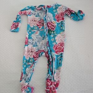 Posh Peanut Blue and Pink Floral Footie